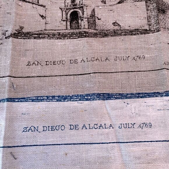 2 Vtg Kay Dee HandPrints California Missions 100% Pure Linen Kitchen Tea Towels - Picture 3 of 16